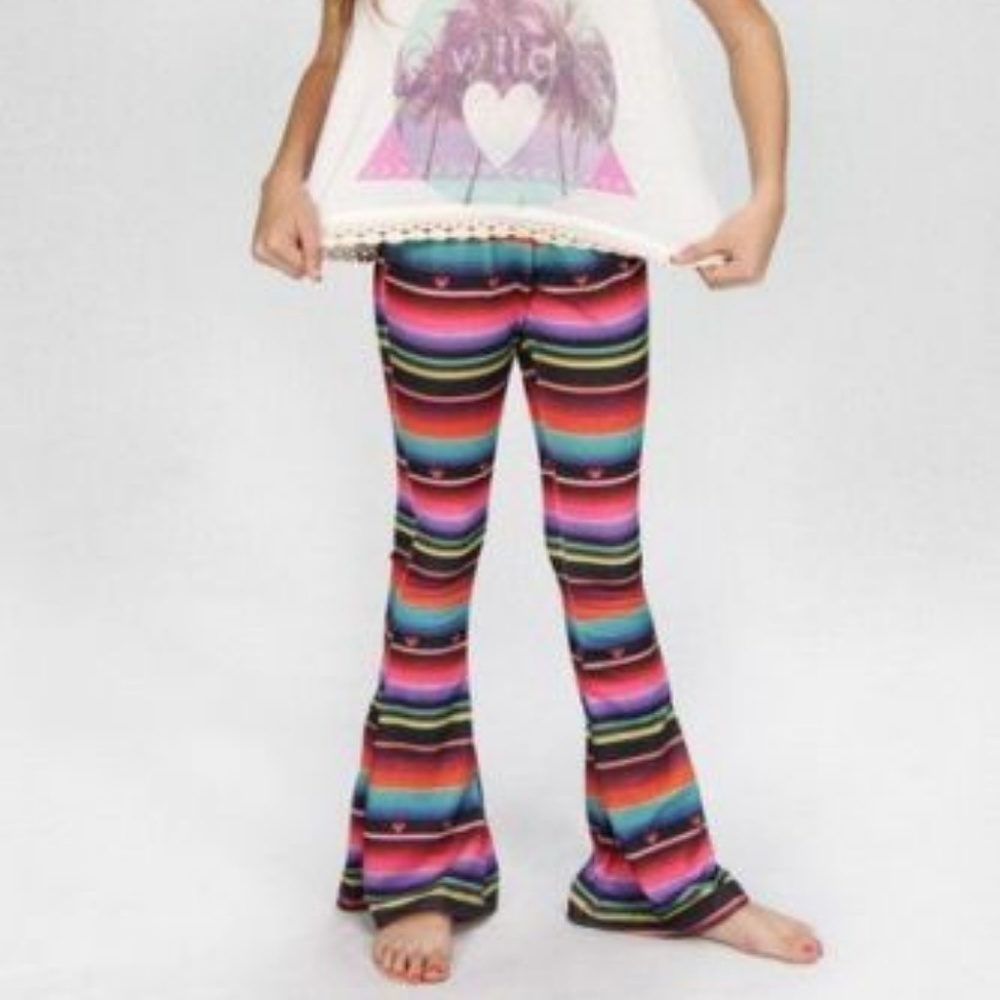 4 Love & Money Girls Skinny Flair Stripped Pant - Picture 3 of 12